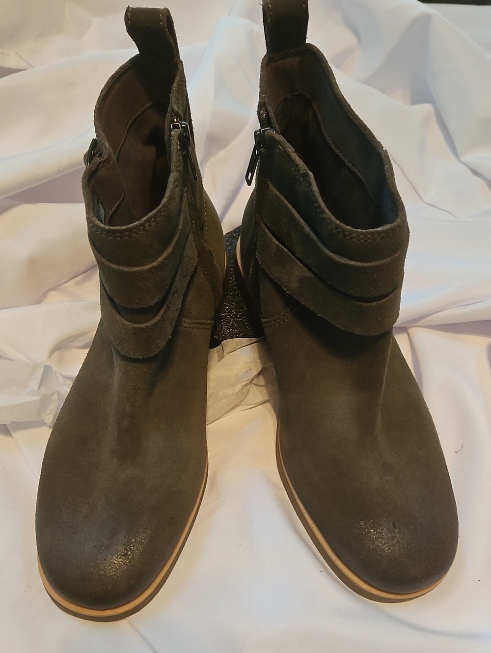 UGG Josefene Suede Ankle Boots Slate Olive Green Buckle Booties Size 8.5 NWOB